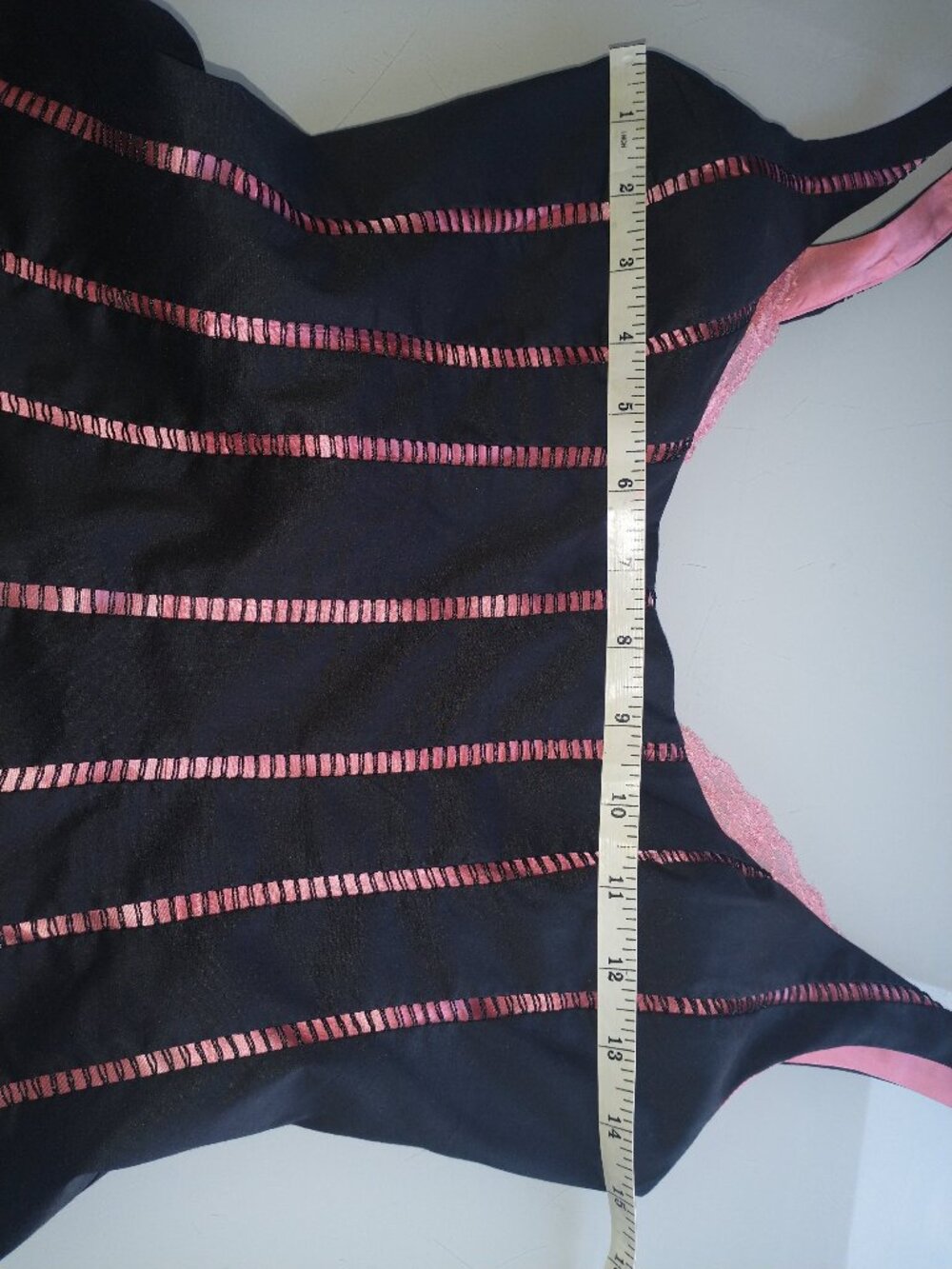 Rare Y2K Vtg Bebe Openwork Lattice Dress Pink Silk Lining Black Sexy Fit & Flare - Picture 14 of 16